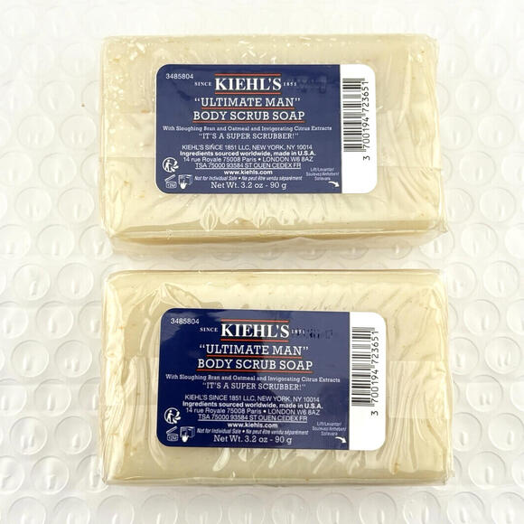 Kiehl's Other - 2x Kiehl's Ultimate Man Body Scrub Soap 3.2oz/ 90 g Each New